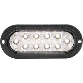 Maxxima 6" LED Oval White Back-Up for Trucks and Heavy Duty, Flange Mount, Clear Lens