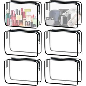 12 Pieces Clear Cosmetics Bag Bulk, TSA Approved Toiletry Bag for Travel, PVC Zippered Clear Pouch Cosmetic Makeup Bag Waterproof Vinyl Plastic Organizer Case for Vacation Bathroom (Medium)