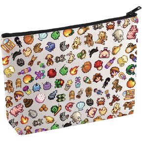 حقيبة مستحضرات التجميل المستوحاة من لعبة KUIYAI Stardew، لعبة محاكاة الزراعة، حقيبة مكياج Junimo Planter Gift Farm Fishing Gift، Video Game Lovers Gift (FullStardewCharacterMup)