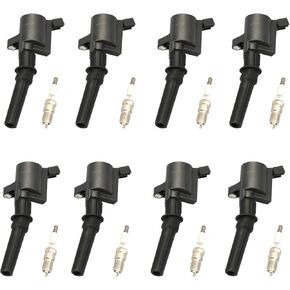 MAYASAF Iridium Spark Plug and Ignition Coil Kit DG508 8 Pairs Compatible for Ford F-150/F-250/Expedition/Explorer/Mustang, for E-150/250/350, for Lincoln 1998-1999 Navigator, for Mercury