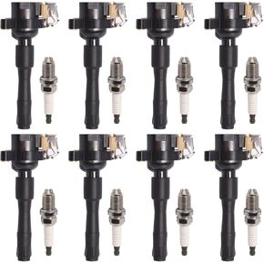 ENA Set of 8 Ignition Coil with 8 Platinum Spark Plug Compatible with BMW Land Rover Rolls-Royce 540i 740i 740iL 750iL M5 X5 Z8 Range Rover Park Ward Silver Seraph 4.4L 4.6L 5.0L 5.4L