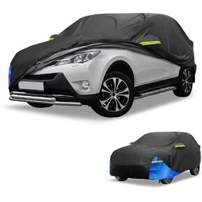Car Cover Waterproof All Weather Automotive Outdoor Anti-UV Sun Rain Protection Full Exterior Cover for Toyota RAV4 210D W/Zipper