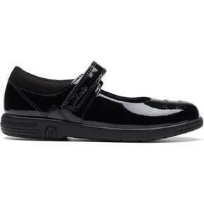 Clarks Girls Jazzy Jig Mary Jane Flat, Black Pat, 11 Big Kid