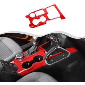 Carbon Fiber Black Center Console Gear Shift Cover Cup Holder Trim Center Console Gear Shifter Panel Cover Compatible with Ford Bronco Interior Accessories 2021 2022+