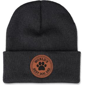 Dog Lovers Gifts for Dog Dad Beanie Hat Fathers Day Christmas Birthday Gifts for Men Dog Lovers from Dog Puppy Dog Dad Gift Mens Black Beanie for Winter Funny Dog Owner Gifts for Men Unique