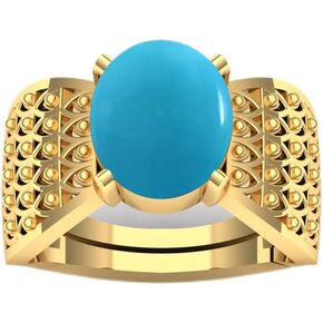 8.25 Carat Natural Blue Turquiose (Firzo) Gemstone butterfly Gold Plated Ring For Women And Men