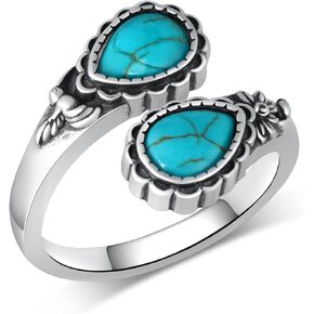 Genuine Turquoise Thumb Rings for Women 925 Sterling Silver Turquoise Hummingbird Ring Vintage Nature Turquoise Jewelry for Women