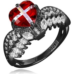 Angel Wings Heart Cross Ring - Sterling Silver Gothic Dark Mysterious Infinity Ring Women's Holiday Jewelry Gift