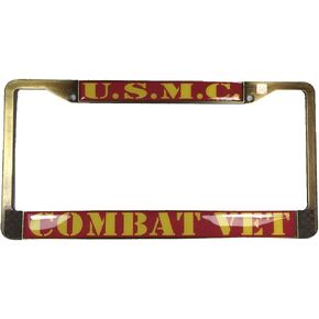 U.S. Marine Corps USMC Combat Veteran License Plate Frame - Veteran Owned Business USMC Retired
