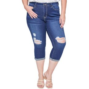 Royalty For Me Womens Women's Plus Size Essential Cuff Capri