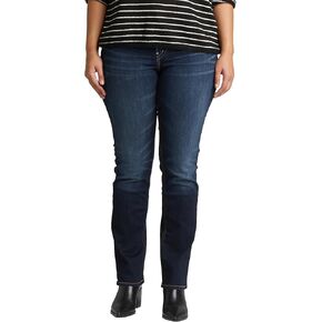 Silver Jeans Co. Women's Suki Mid Rise Curvy Fit Straight Leg Jeans