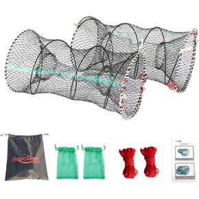 Crab Spring Trap 2 pcs - Bait Trap for Lobster, Crawfish, Shrimp, Portable Folding Collapsible Fishing Traps Nets Fishing Accessories