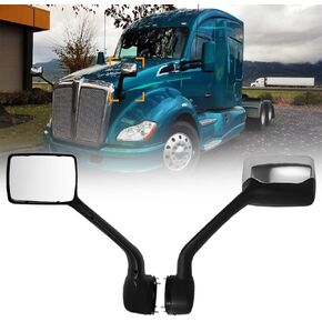 Pair Hood Mirror for Kenworth T680 Peterbilt 579 Peterbilt 587 Mirror Replacement Driver Left and Passenger Right Side OE Kenworth T680 Accessories (Chrome)