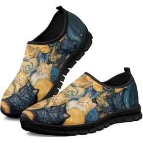 Flowers Casual House Shoes Breathable Mesh Sneakers for Women Comfort Soft Anti-Slip Shock Absorption EVA Sole Hiking Shoes for Outdoor Size 5.5-11.5 Black Sole