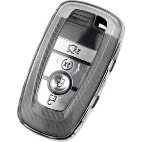 TANGSEN Key Fob Case TPU Cover Compatible with Ford Edge Focus ST ECOSPORT Expedition Explorer Fusion Mustang Ranger Transparent Carbon Fiber Texture 3 4 5 Button Protective Key Shell