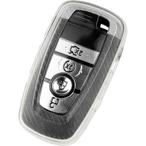 TANGSEN Key Fob Case غطاء TPU متوافق مع Ford Edge Focus ST ECOSPORT Expedition Explorer Fusion Mustang Ranger شفاف من ألياف الكربون الملمس 3 4 5 زر غطاء مفتاح واقٍ