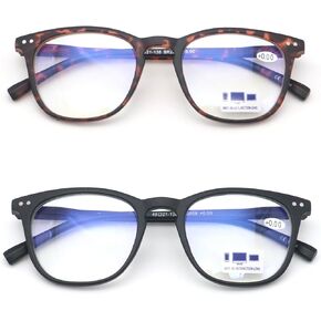 Reading Glasses for Women 2-Pack,GINGEREYE Trendy Blue Light Blocking Reader +2.50 Anti Glare Filter Square Eyeglasses w/Spring Hinge