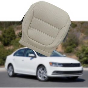 Driver Side Bottom Leather Perforated Ati-Slip Breathable Seat Cover Cornsilk Beige Tan Compatible with Volkswagen Jetta 2011 2012 2013 2014 2015 2016 2017