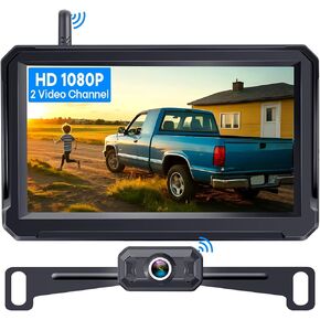 Wireless Backup Camera for Trucks: 1080P HD Display, IP69K Waterproof, Night Vision, Dual-Camera Support, DIY Installation, Customizable Parking Lines by Befumly H21
