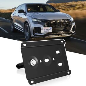 No Drill Front Bumper Tow Hook License Plate Mount Bracket Holder Compatible with Audi A3 / S3 / RS3 2014-2020 Audi A4/S4 (B9) 2017-2022 Front License Plate Frames License Plate Mounting Accessories