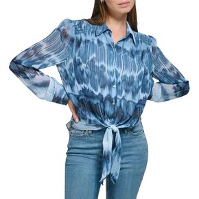Calvin Klein Womens Sportswear Blouse,Dusk/Black,1X