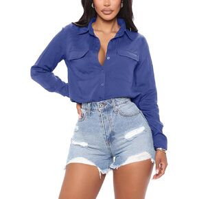 Women's Sexy Button Down Shirts Business Casual Tops Classic Fit Work Blouses