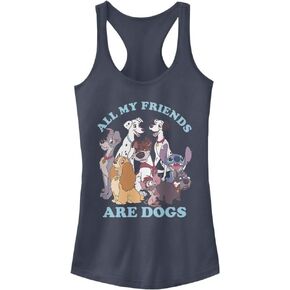 Disney Women's Classic Multi Franchise Dog Friends Slim Fit, Scoop Hem Racerback Tank
