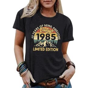 40th Birthday Shirts for Women 1984 Shirt Vintage Graphic Tees Retro Tshirts 40 Year Old Birthday Gifts Casual Tops