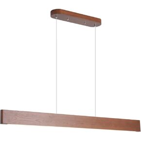 47" Wood Linear Pendant Light 36w Led Pendant Light Dimmable Wood Ceiling Pendant Hanging Light Height Adjustable Dining Room Light for Kitchen Island Office Lights Walnut Color