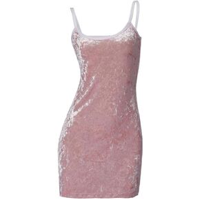 VEECOOCOS Movie President's Daughter Dress Women's Pink Crushed Velvet Dress