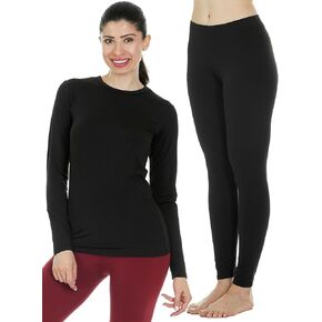 Thermajane 3X-Large, Black Thermal Set Bundle | Thermal Shirts & Leggings for Women | Cozy, Flexible Fleece Lined Thermal Underwear Set for Cold Weather