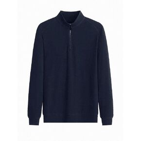 Men's Quarter Zip Up Pullover Fleece Long Sleeve Shirts Classic Polo Sweater Thermal 1/4 Zip Mock Neck Pullover Coat in Saudi Arabia
