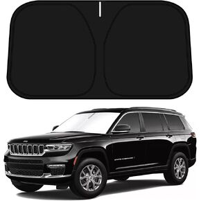 D-Lumina Windshield Sun Shade for 2022 2023 2024 JEE-p Grand Cherokee Accessories, Front Window Sunshade Sun Visor Protector Block UV Rays Heat, Foldable 2 Layers 210T Material