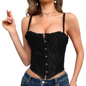 FGSS Bustier-Corset Crop-Tops for Women - Spaghetti-Strap-Corset-Bustier Top for Night-Out-Club-Party