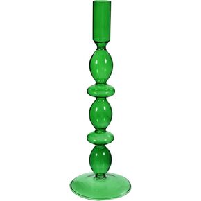 ULTNICE 1 Pc Romantic Retro Candle Holder Glass Candlesticks Home Candle Holder Dinner Candlestick Desktop Decor, Dark Green, MUC4N72291016MDR3HFC, 26.5x9cm