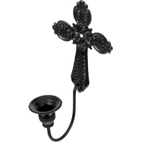 SUPVOX 1 Set Cast Iron Wall Candle Sconces Cross Shaped Hanging Pillar Candle Holder Rustic Metal Wall Candle Sconce for Dining Room Living Room Bedroom Golden