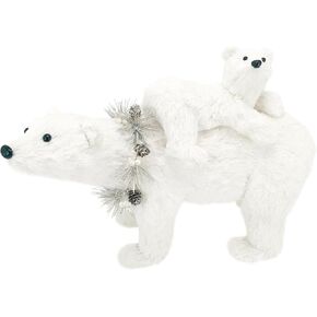Nature Vibe 12.6 Inches Sisal Polar Bear Mom and Baby White Christmas Decorations,Arctic Animal Figurines as Winter Wonderland Decorations,Christmas Home Decor or Table Centerpieces