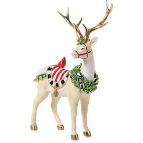 MACKENZIE-CHILDS White Jolly Deer Statue, Christmas Deer Decor, Standing