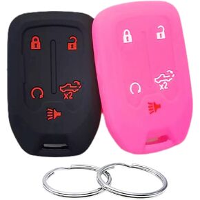 Silicone Rubber Key Fob Cover Compatible with 2019 2020 2021 Chevrolet Silverado 1500 Silverado 2500 HD Silverado 3500 HD GMC Sierra 1500 Sierra 2500 HD Sierra 3500 HD HYQ1EA