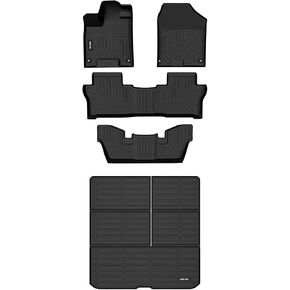 AIPOIL® Floor Mats & Cargo Liner Custom for 2016-2022 Honda Pilot 7-Seats (Not Fit Elite Models) 丨TPE All Weather Protection Anti-Slip Automotive Floor Liners丨Full Set, Black