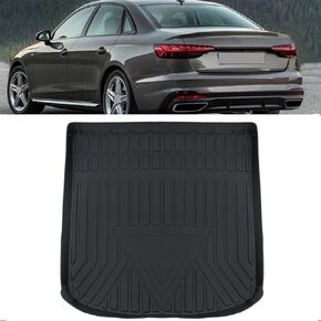 MotorFansClub Cargo Liner مناسب لسيارة Audi A4 S4 2017 2018 2019 2020 2021 2022 2023 علبة بطانة صندوق السيارة متينة من المطاط الخلفي وغطاء خلفي مقاوم للماء باللون الأسود