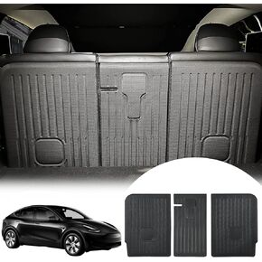Rear Seat Back Cover Backrest Protector Compatible with 2020-2024 Model Y Trunk Mat Cargo Mat Back Seat Cover Protector with Velcro All Weather Split Dog Liner Pet Mat Cargo Trunk Liner 3 PCS