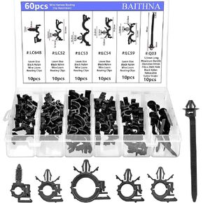 60Pcs Car Wire Loom Routing Clips Assortment 6 Different Sizes Car Wire Harness Routing Clips Kit Replacement for Honda GM Mazda