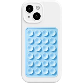 AZXYI Silicone Suction Phone Case Mount, Silicon Adhesive Suction Cup Phone Mount, Non Slip Sticky Phone Grip for Cellphone, Strong Grip Holder for Selfies and Videos (White)