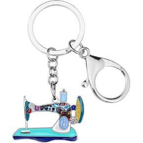 Enamel Alloy Crystal Sewing Machine Keychains Car Key Ring Jewelry Gifts for Women Girls Purse Charms