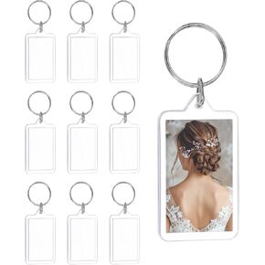 uxcell 20 Pcs Photo Frame Keyring, Acrylic Picture Keychains Clear Photo Insert Keychain 1.3 x 2 Inch Thickened Rectangle Blank Photo Keychains for Photo Display Supplies, Transparent