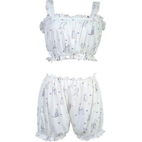 Women Cute Cat Pajamas Japanese Kawaii Cartoon Print Cotton Comfy Pajama Set Cami and Shorts 2 Piece Pj Sleepwear