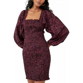 Free People womens Floral-print Smock It to Me Balloon-sleeve Mini Dress