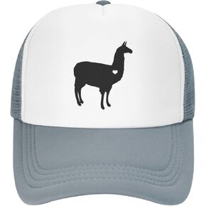 Llama Alpaca Silhouette Mesh Baseball Cap, Heart Adjustable Trucker Hat Snapback Dad Hat for Men Women