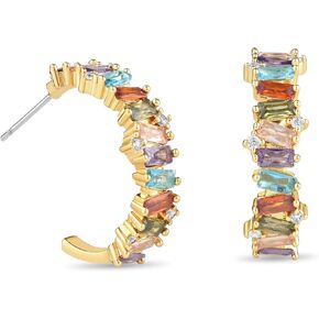 Scienza Confetti – Yellow Gold Plated Brass w/Cubic Zirconia Multiple Colored Stones – Baguette